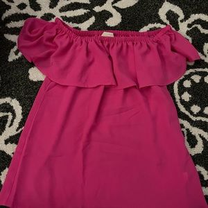 pink michael kors off the shoulder top